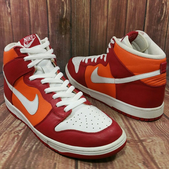 nike dunk high orange white